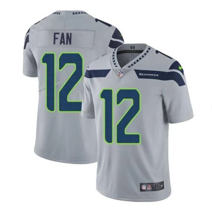Men Seattle Seahawks #12 Fan Nike Grey Vapor Limited NFL Jersey